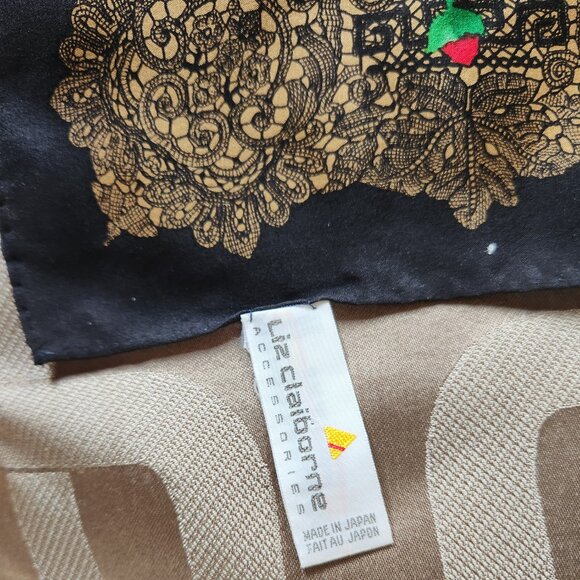 LIZ CLAIRBORNE VINTAGE 100% SILK WOMAN SQUARE SCARF FLORAL DESIGN - Picture 4 of 7